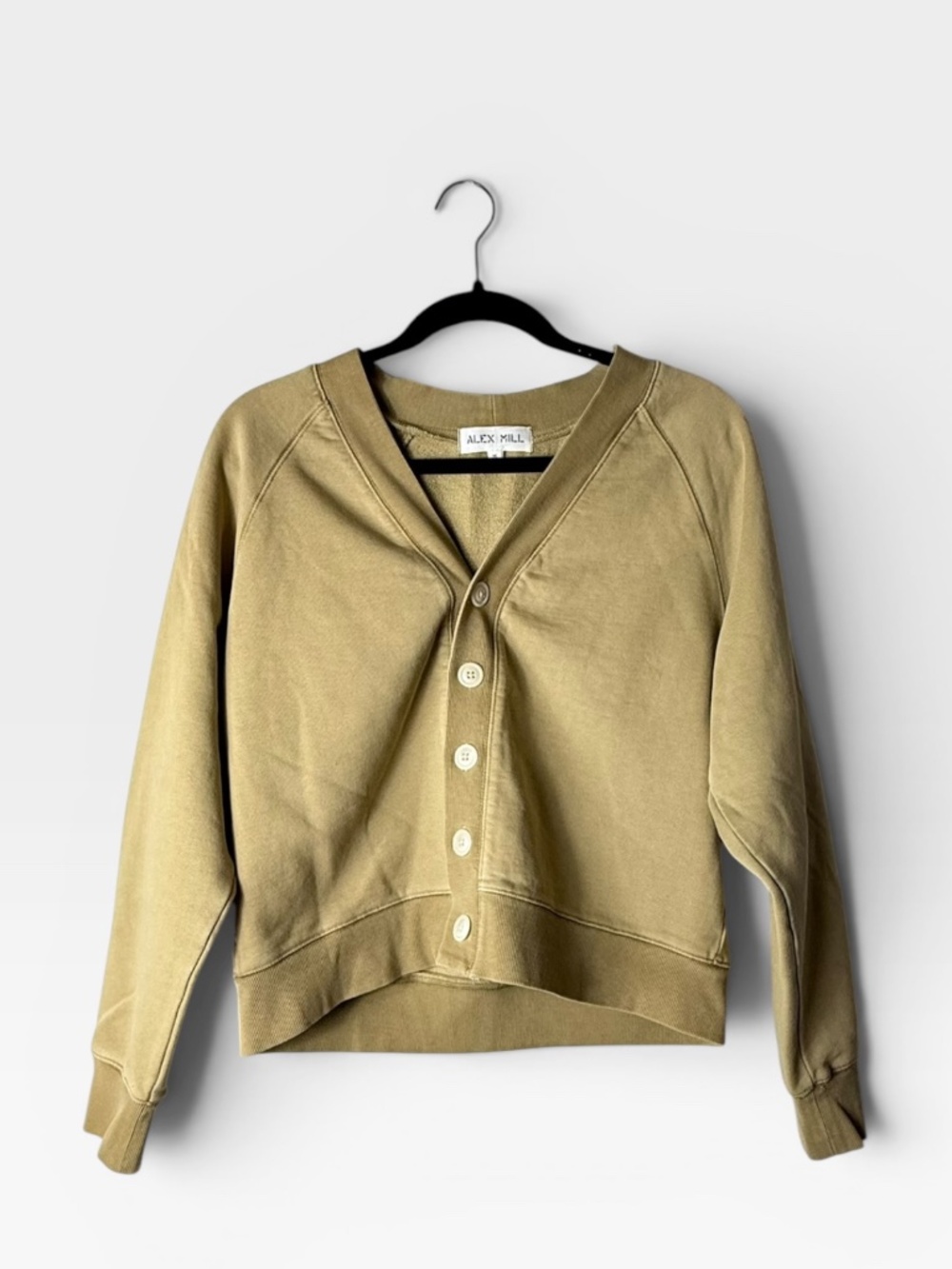 Alex Mill Davie Fleece Cardigan Size Medium Warm Khaki Long Sleeve Fall (T)